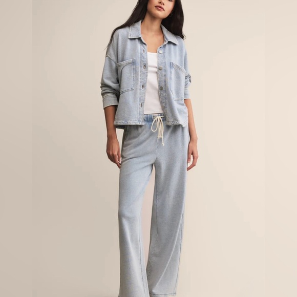 ZSUPPLY ALL DAY CROPPED WASHED INDIGO KNIT DENIM JACKET SZ.M - Picture 6 of 8